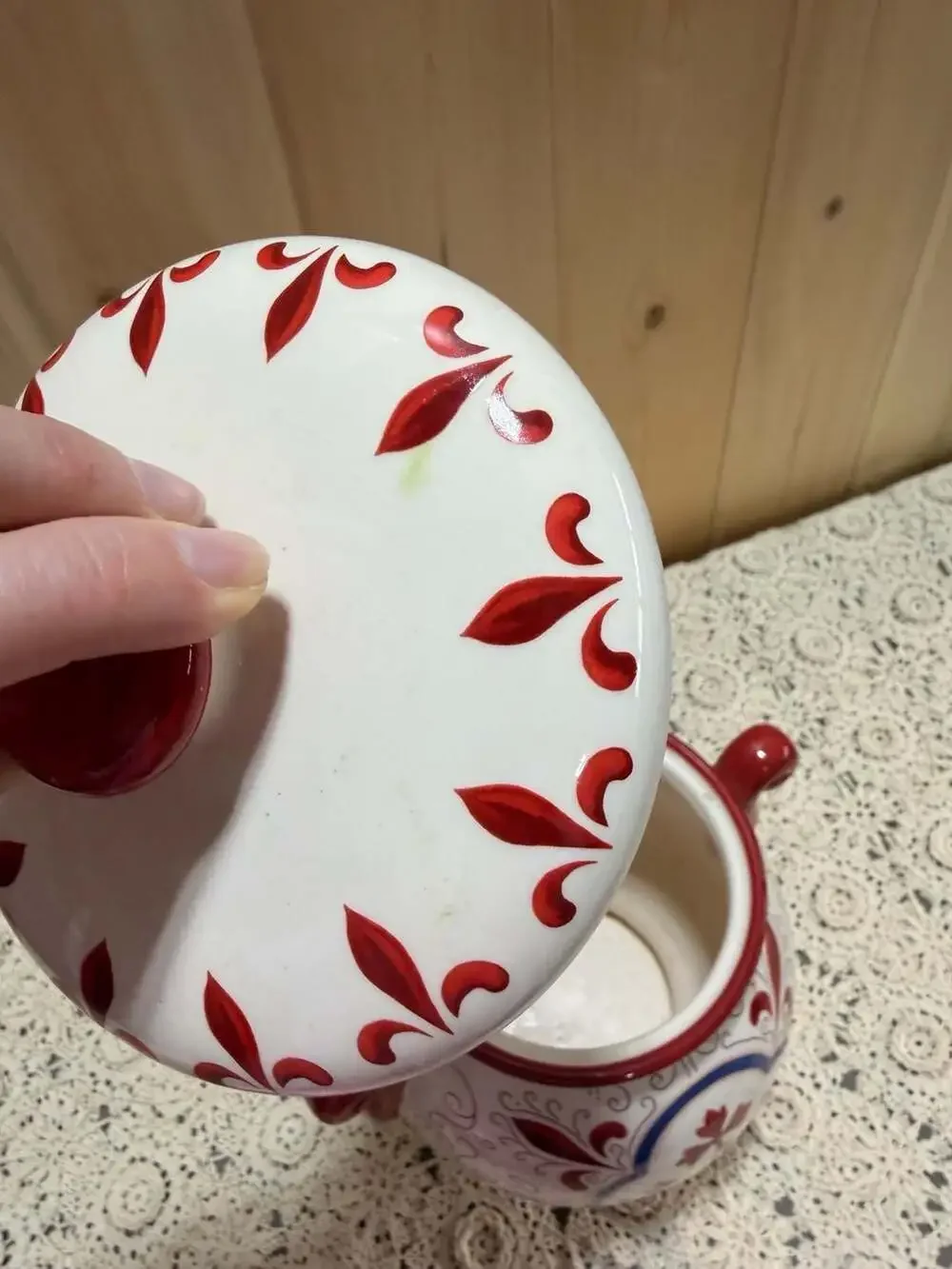Nonni's Hand Painted Farmhouse Cottage Ceramic Cookie Jar Canister & Lid Decor